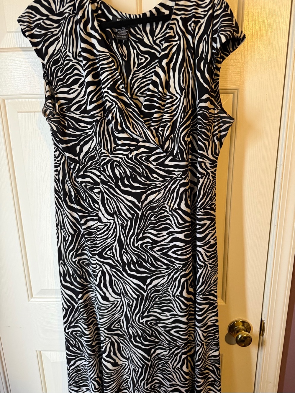 Glamour Black White Zebra Print Maxi Dress Size 14W